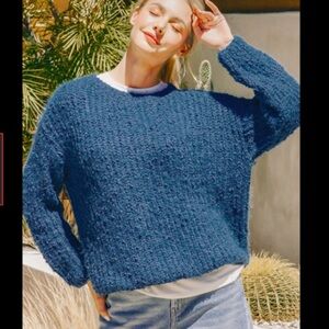 New Zenana Dusty Blue Brushed round neck sweater